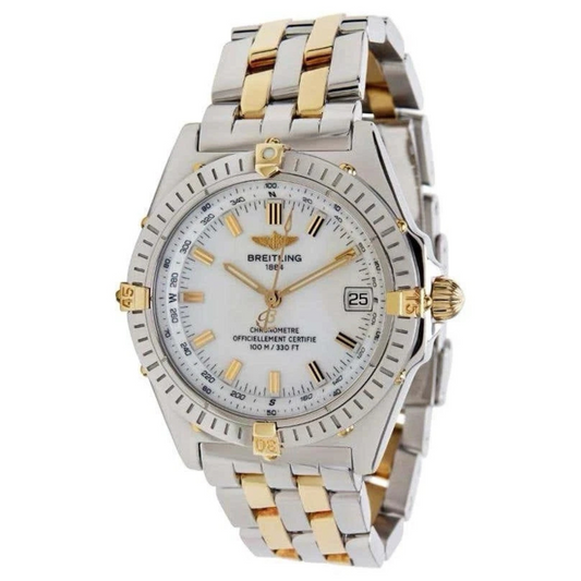 Breitling Windrider Wings B10350 White 38mm 18k Gold Automatic Men's Watch