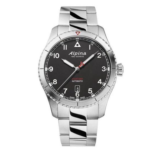 Alpina Startimer Automatic Swiss Watch Steel Silver/Black 41mm Sapphire Crystal