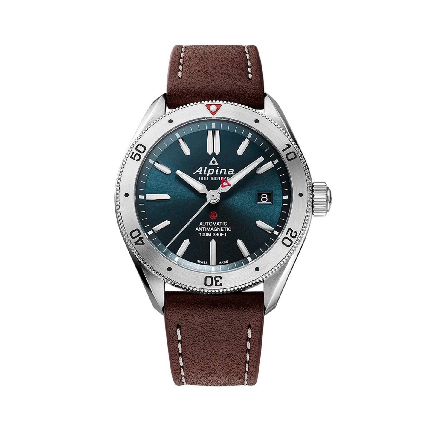 Alpina ALPINER 4 Automatic Blue Dial Brown Strap Men's Watch AL-525NS5AQ6